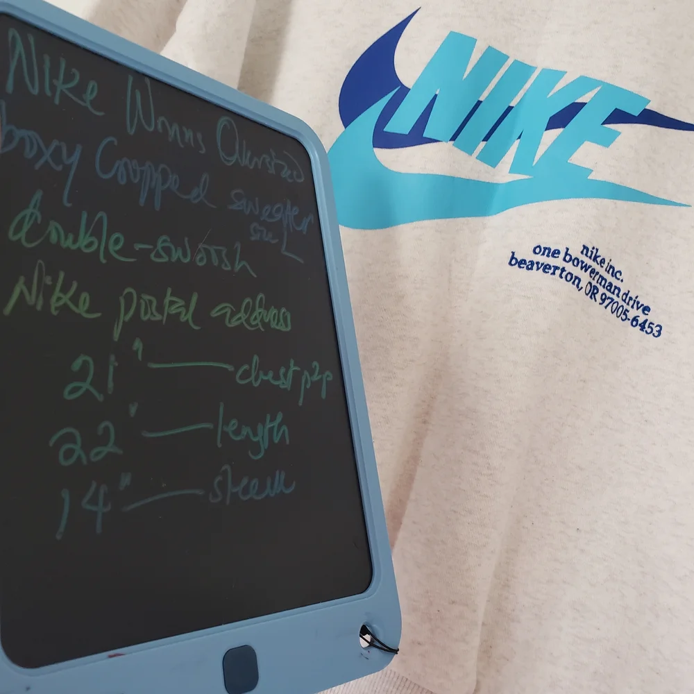 white Nike double swoosh cropped long-sleeved sweater Womens size Large - Picture 4 of 7